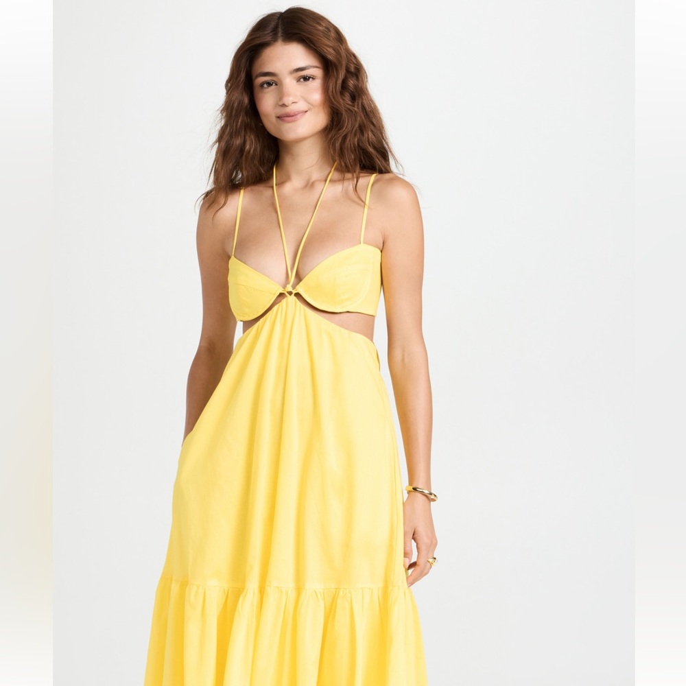 Bardot Yellow Cut Out Tiered Sundress